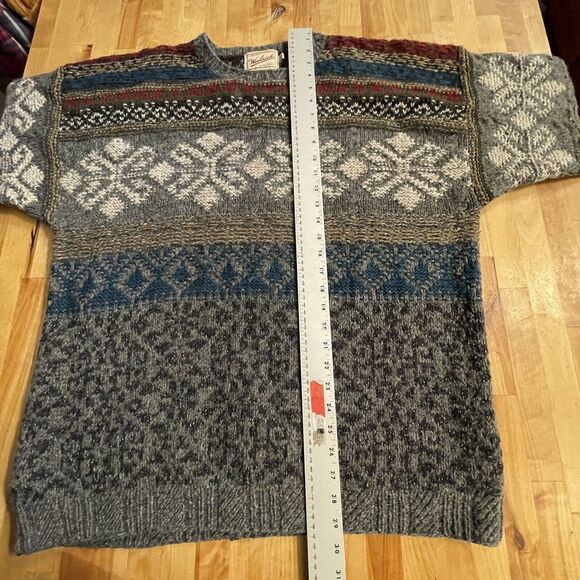 Woolrich Sweater Wool Silk Handknit Nordic Pullover Mens XL - Picture 6 of 7